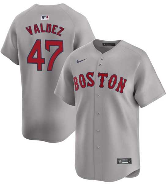 Men%27s Boston Red Sox #47 Enmanuel Valdez Gray Cool Base Stitched Baseball Jerseys Dzhi
